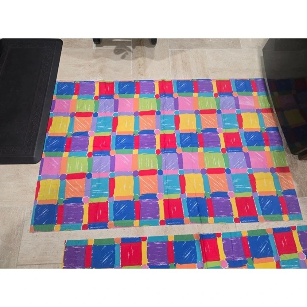 2 Rainbow Blocks Grid Bright Brushstroke Effects Vertical Curtains 63